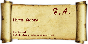 Hirs Adony névjegykártya